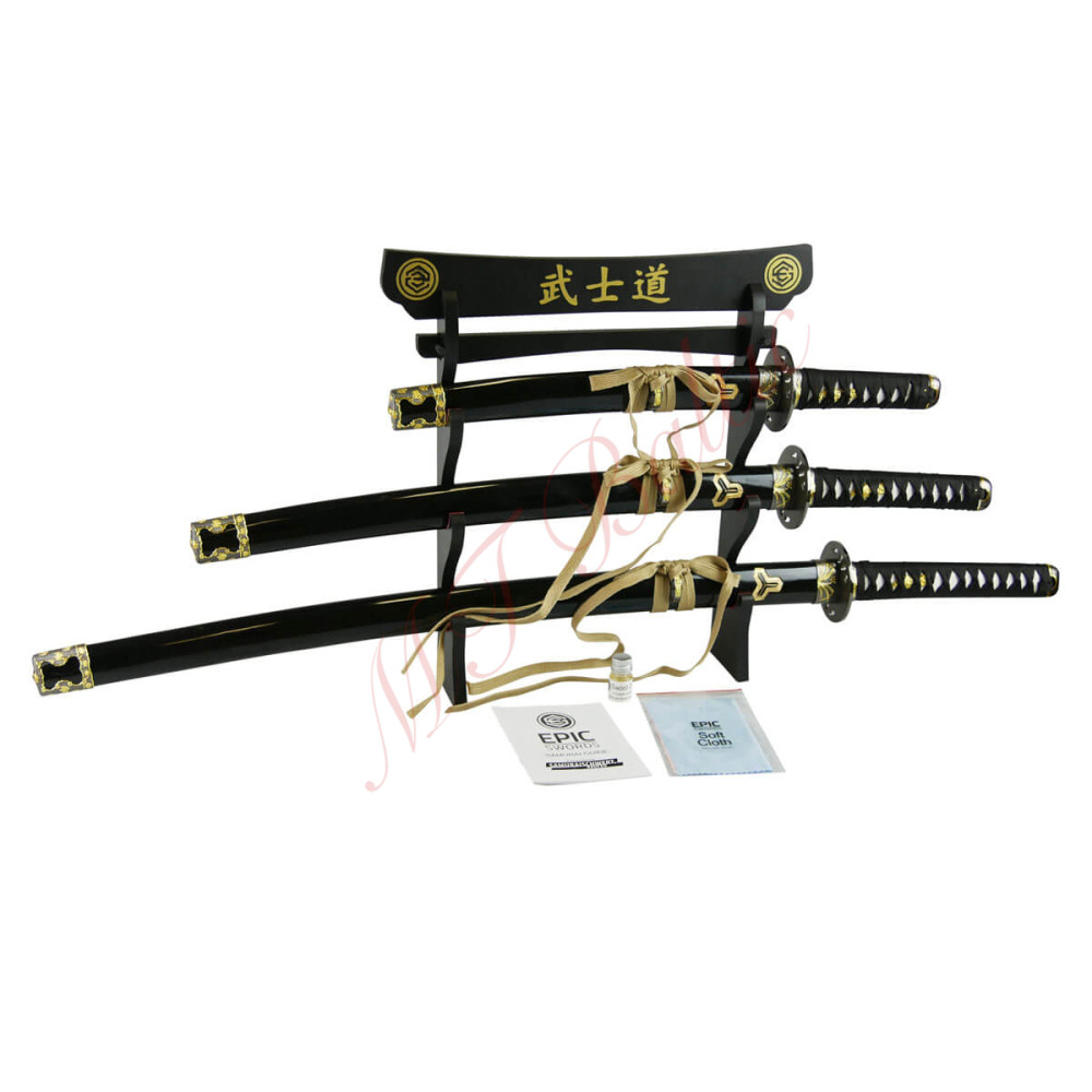 Kill Bill Sword Set Katana - Wakizashi -Tanto su kardo stovu ir priedais